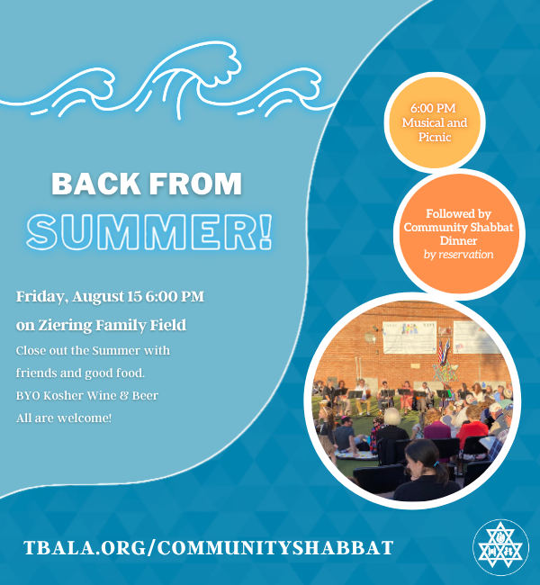 Back from Summer Community Shabbat Dinner